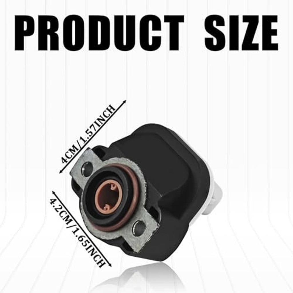 Throttle position sensor with black body, copper-colored socket, and two mounting holes