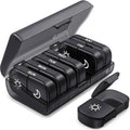 Weekly pill organizer with seven day compartments, hinged lid opened, black plastic