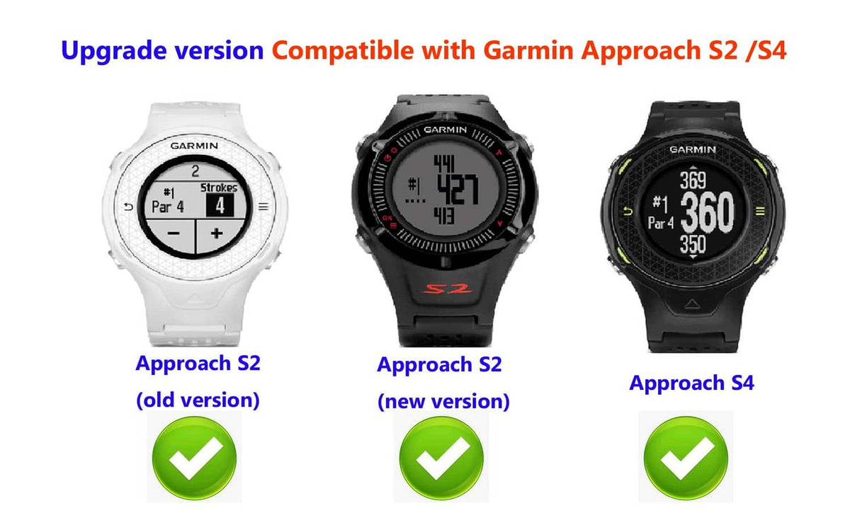 Garmin smartwatch charging compatibility diagram with green checkmarks