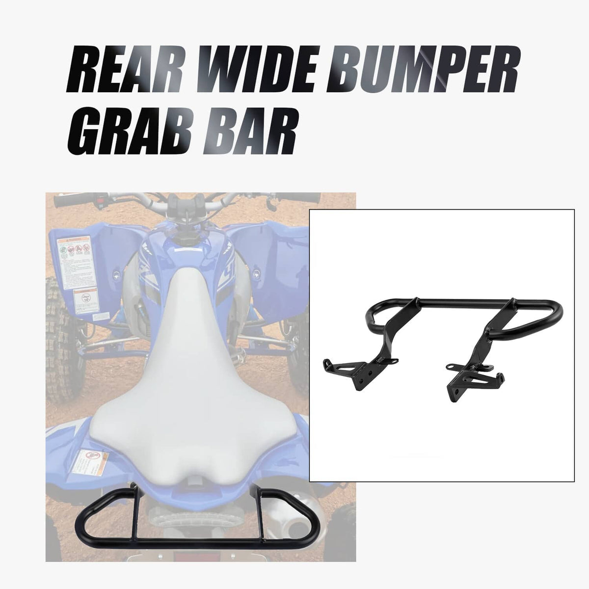 Black rear wide bumper grab bar with two mounting brackets