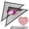 Black triangular aquarium hammock with mesh netting and white suction cups