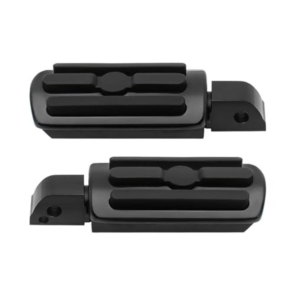 Black motorcycle passenger foot pegs, underside mounting bracket, pair