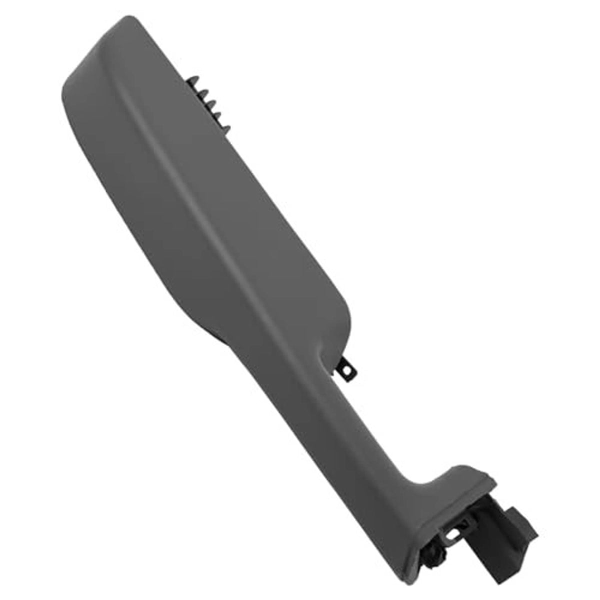Dark gray door armrest handle with mounting tabs and switch-side opening