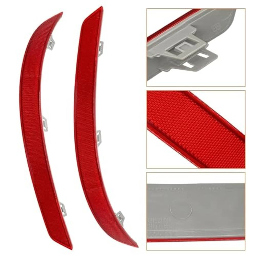 Red rear bumper reflector pair with textured lens and side mounting clips