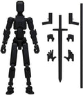 Black standing articulated action figure robot with sword and spare hands