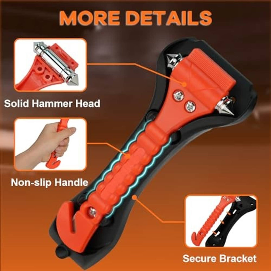 Emergency car safety hammer with solid metal head and non-slip grip