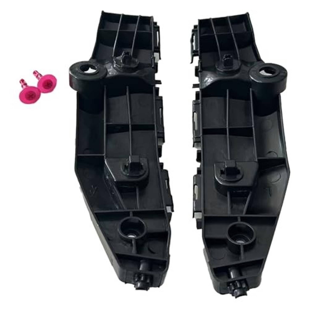Black bumper bracket pair, close-up of mounting ends with circular holes
