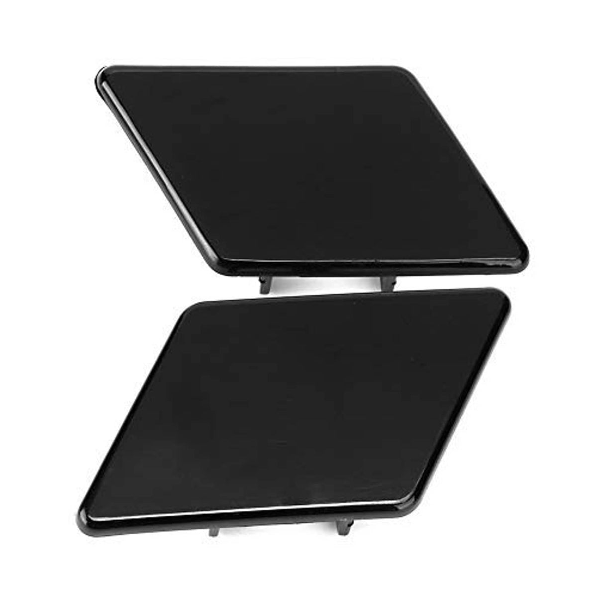 Headlight washer nozzle replacement cover pair, black, hinged covers with mounting tabs