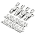 40-pack stainless steel greenhouse clamps with spring grip metal clips, shiny silver