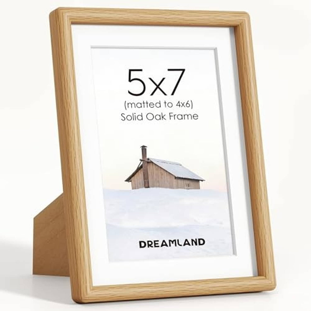 Natural oak 5x7 picture frame with rounded border and white mat