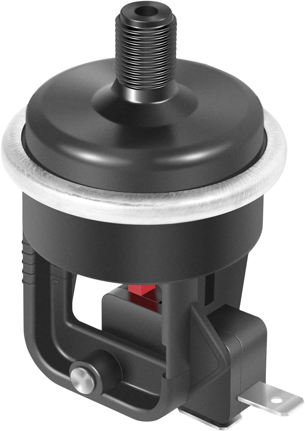 Hayward water pressure switch replacement with black top, silver base ring, threaded inlet