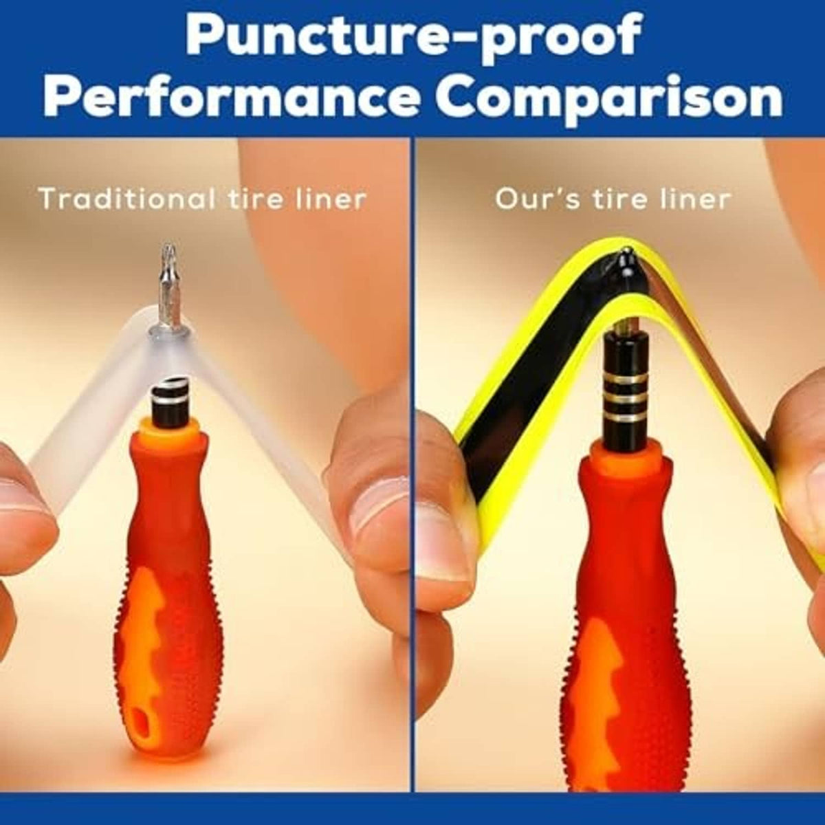 Tire liner puncture-proof performance comparison infographic