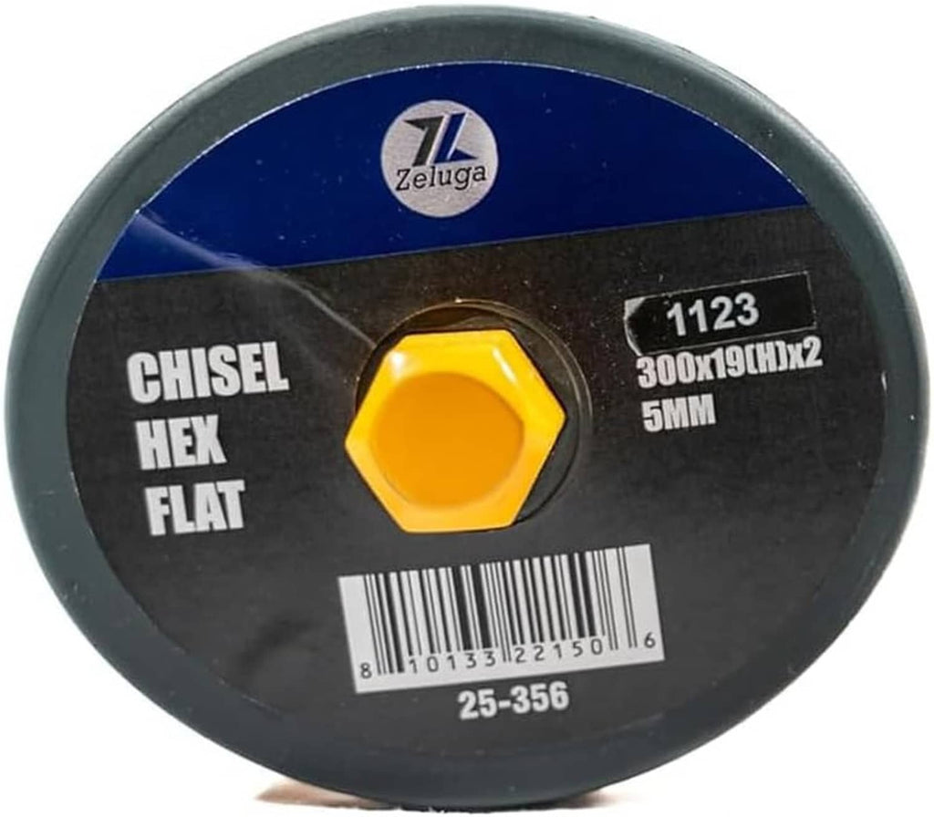 Hex flat chisel product label disc with Zeiguia branding and 25-356