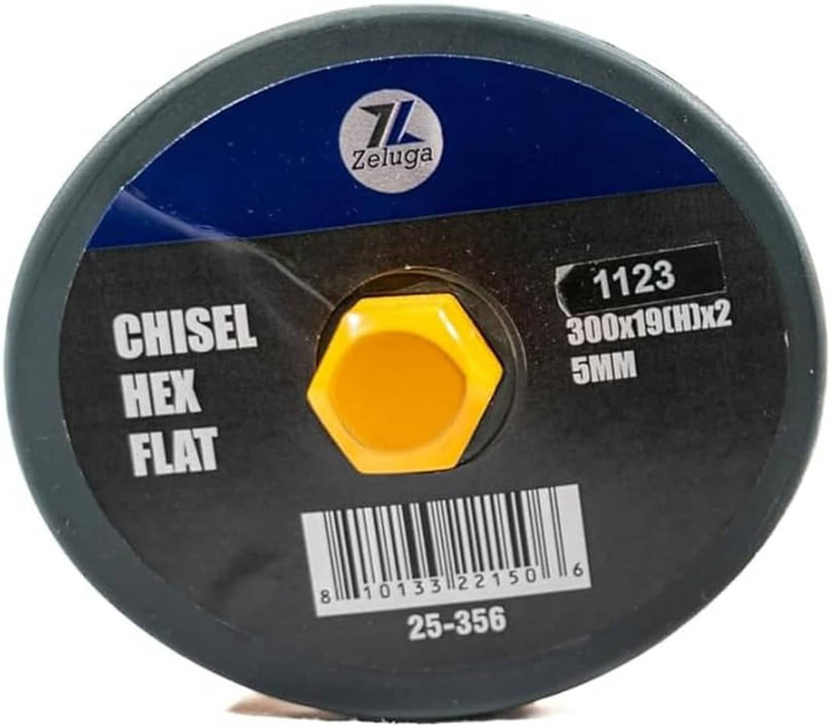 Hex flat chisel product label disc with Zeiguia branding and 25-356