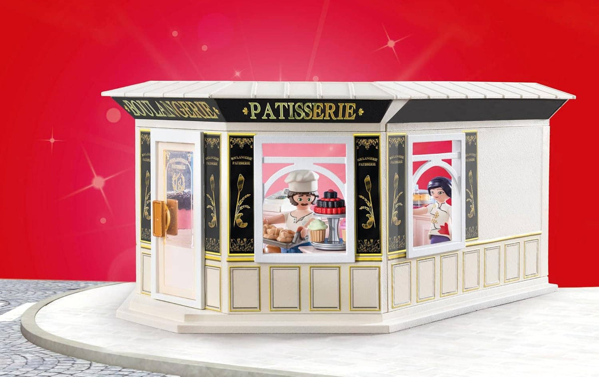 French bakery shop model with front windows and a “Patisserie” sign