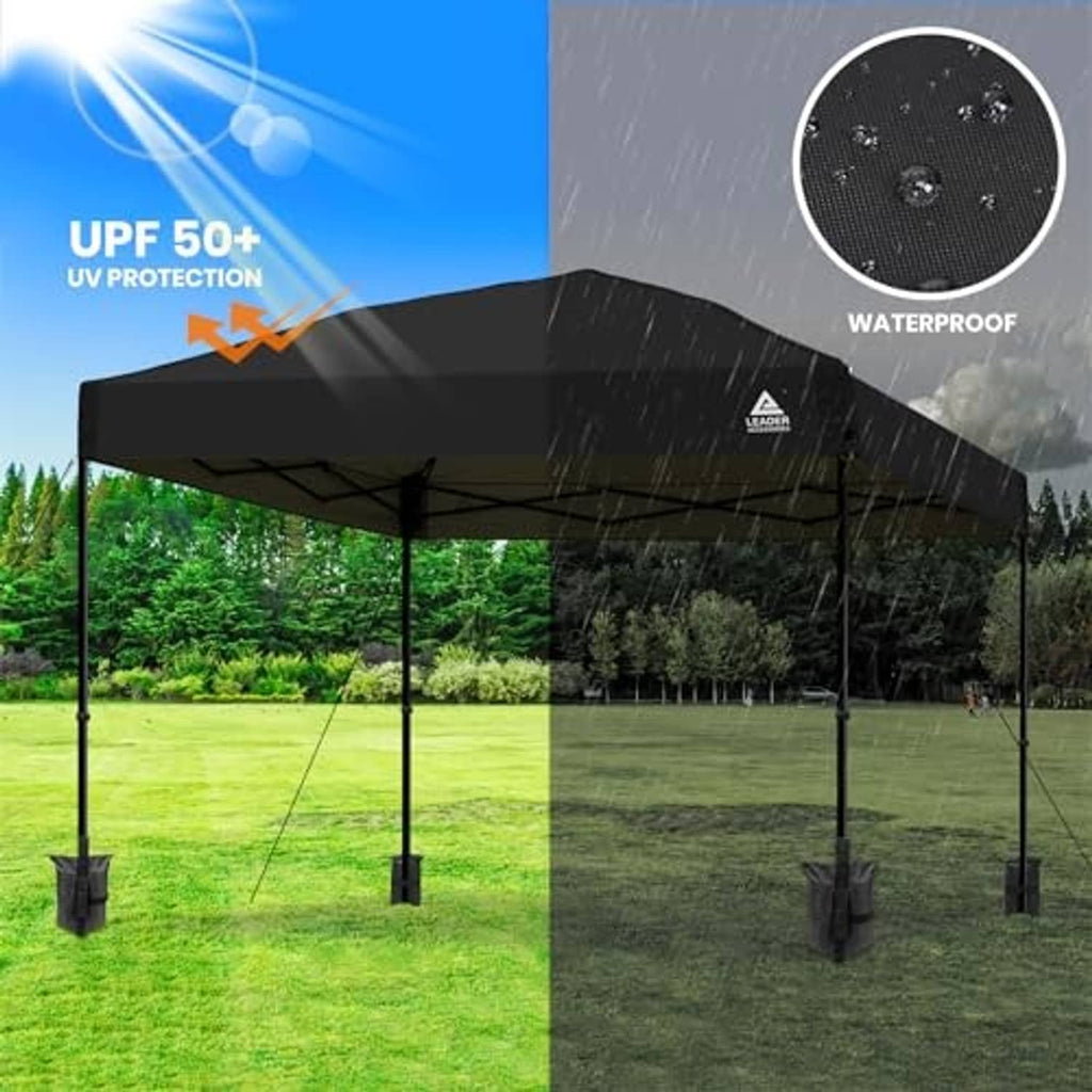 Black canopy top cover with UPF 50+ UV protection and waterproof construction