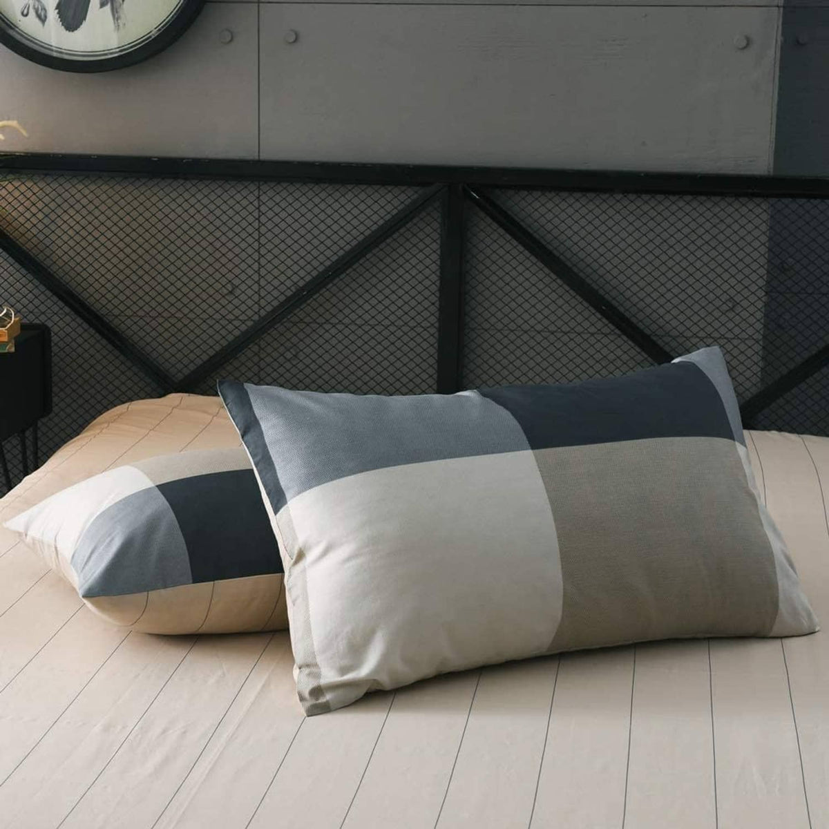 Pillow sham with navy and white check pattern from the comforter set