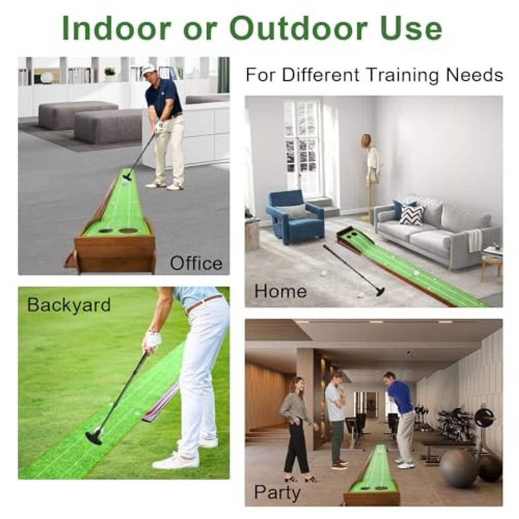 Indoor or outdoor golf putting mat for home training with putter and balls