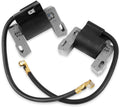 Ignition coil set with two black coils, mounting brackets, and spark wire leads