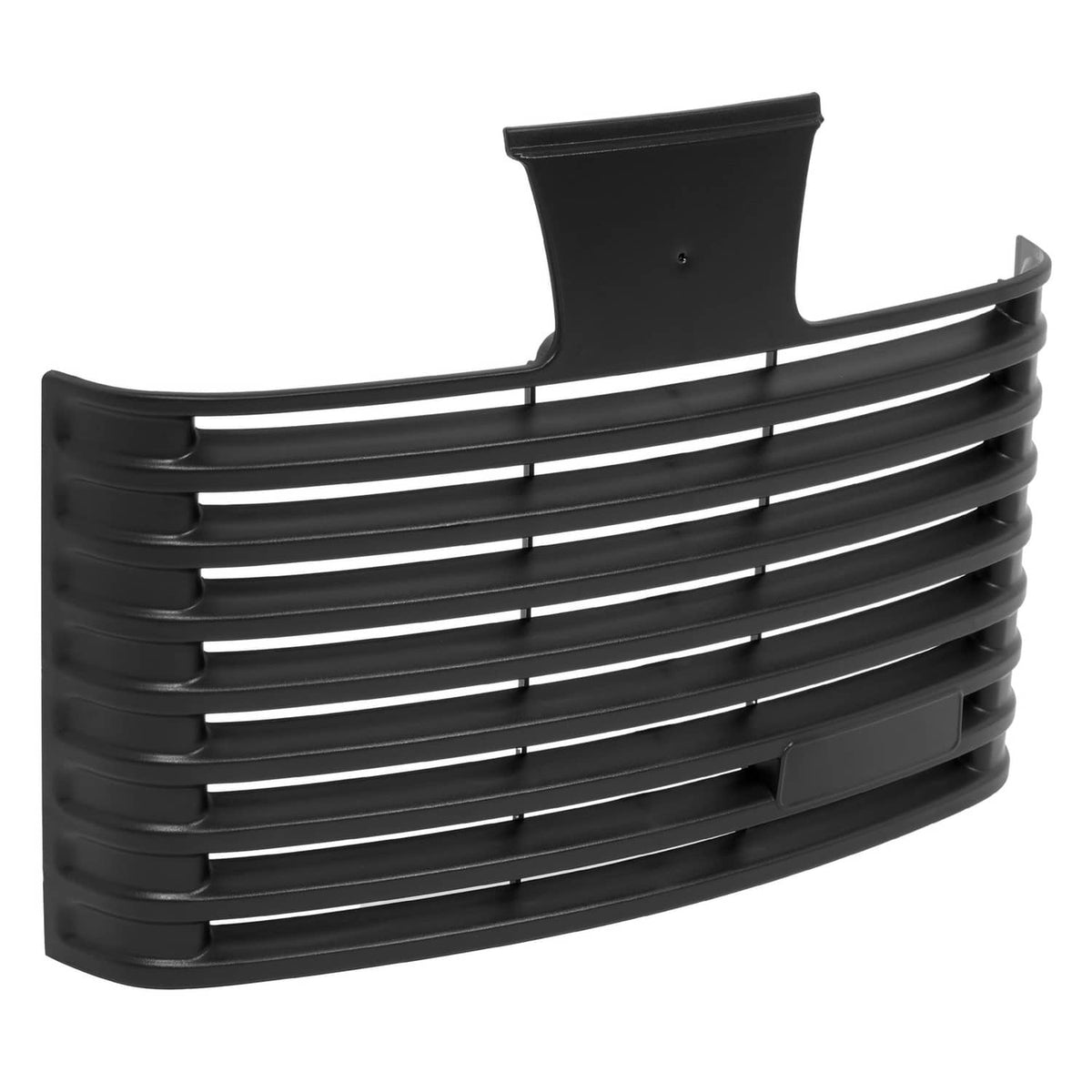 Front grille insert with horizontal bars and center divider tab, dark plastic
