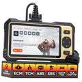 OBD2 car diagnostic scanner with touchscreen, side buttons, and diagnostic cable port