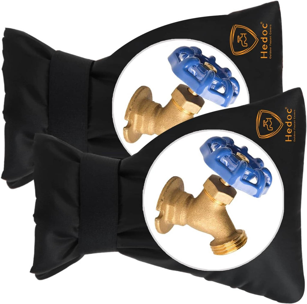 Black two-piece faucet cover set with circular valve openings and brand logo