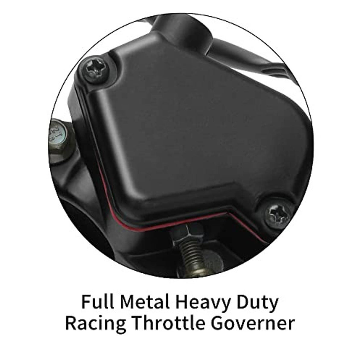 Heavy-duty throttle governor housing, black metal cover with mounting bolts