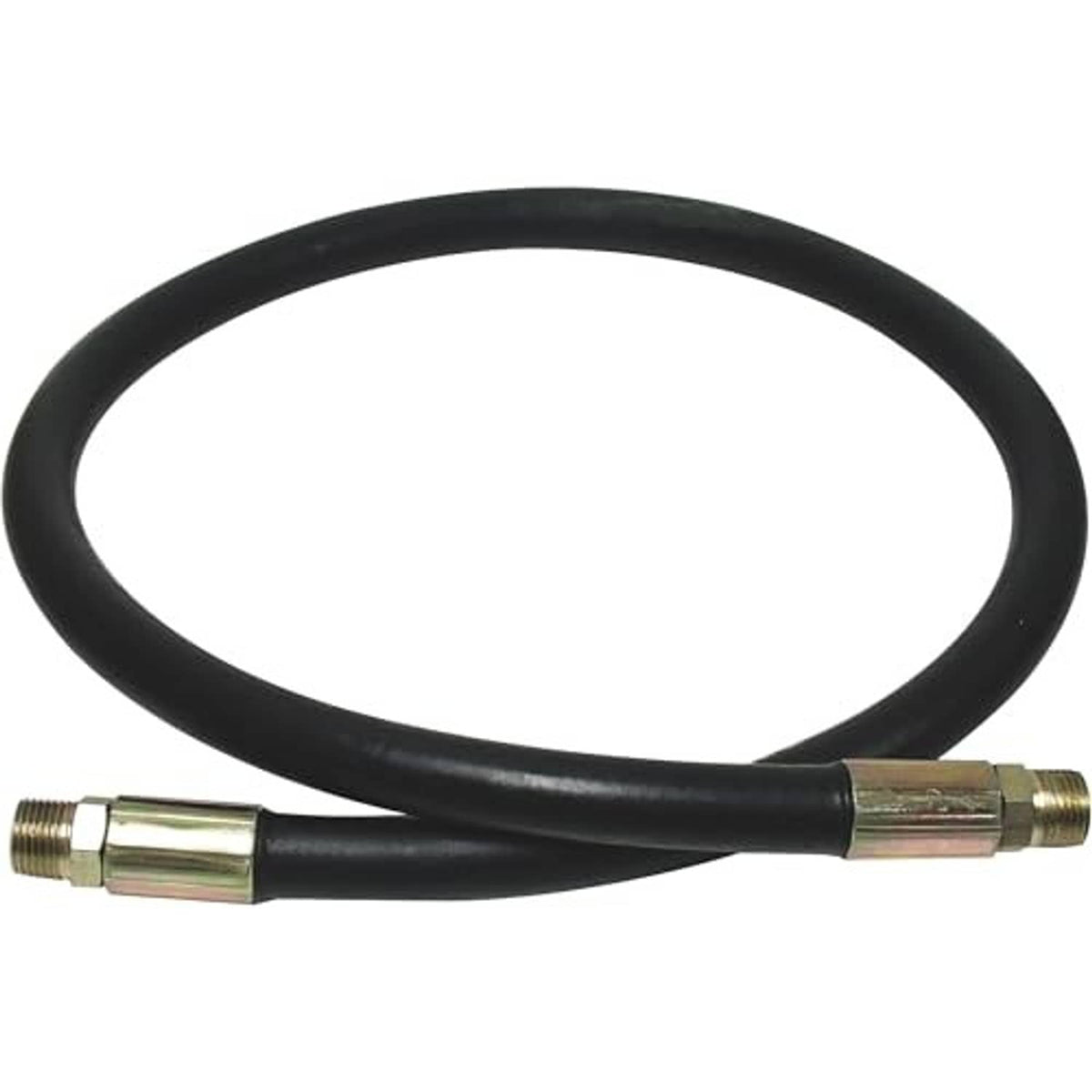 Black hydraulic hose with dual metal fittings and flexible loop, 3/8-in x 36-in