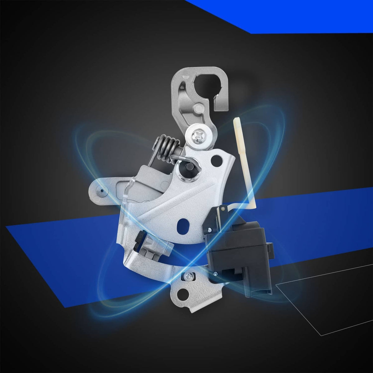 Metal steering column gear shift bracket with spring and black electrical sensor housing