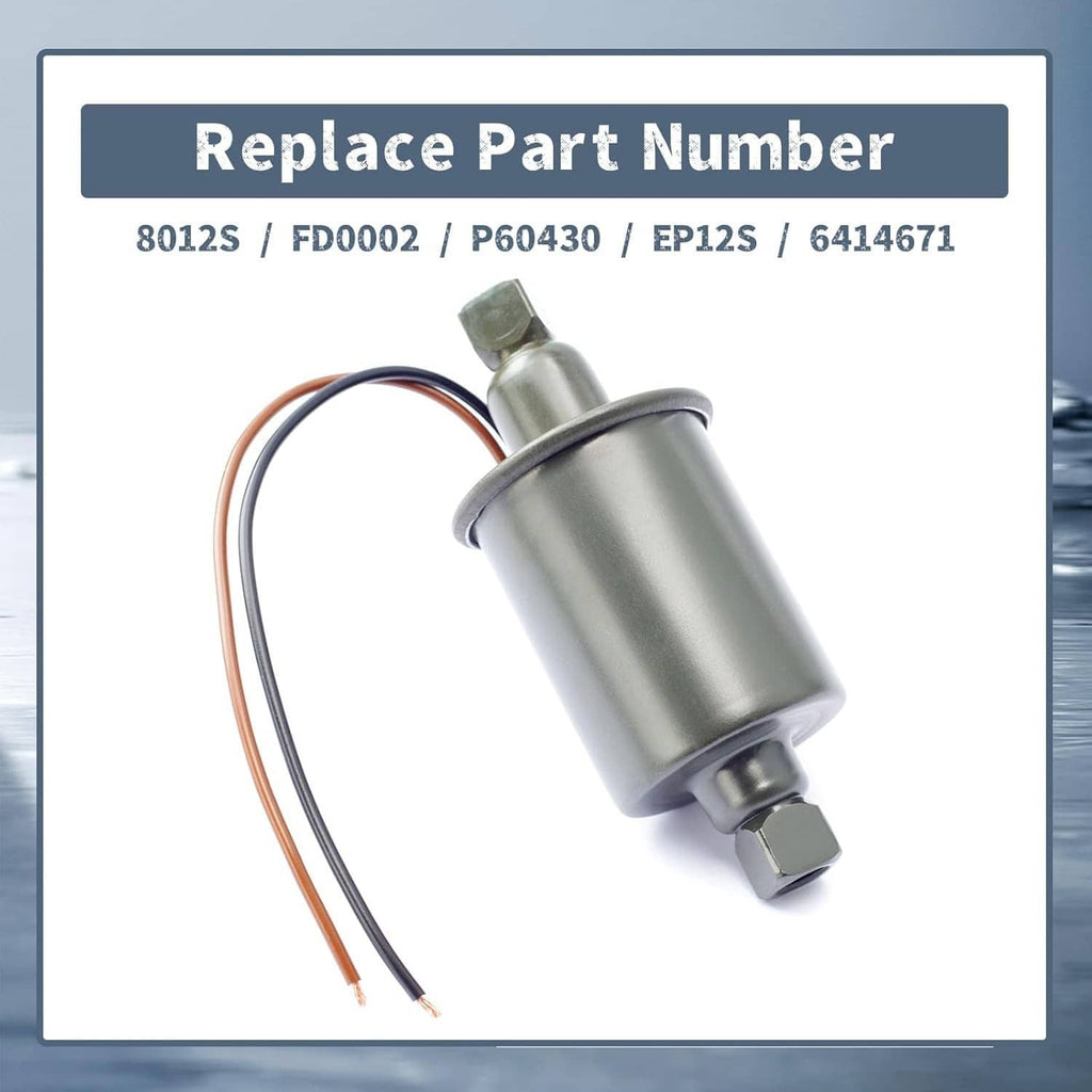 Electric fuel pump replacement part with two-wire leads and metal mounting hardware