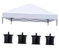 White 10x10 pop-up canopy top cover with 4 black sandbags