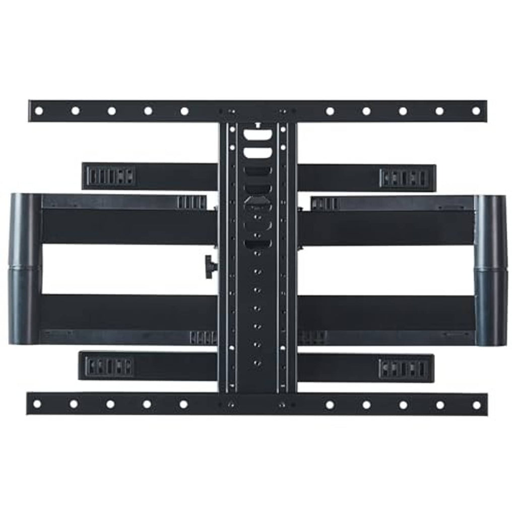 Black full-motion TV mount bracket with central column and side support arms
