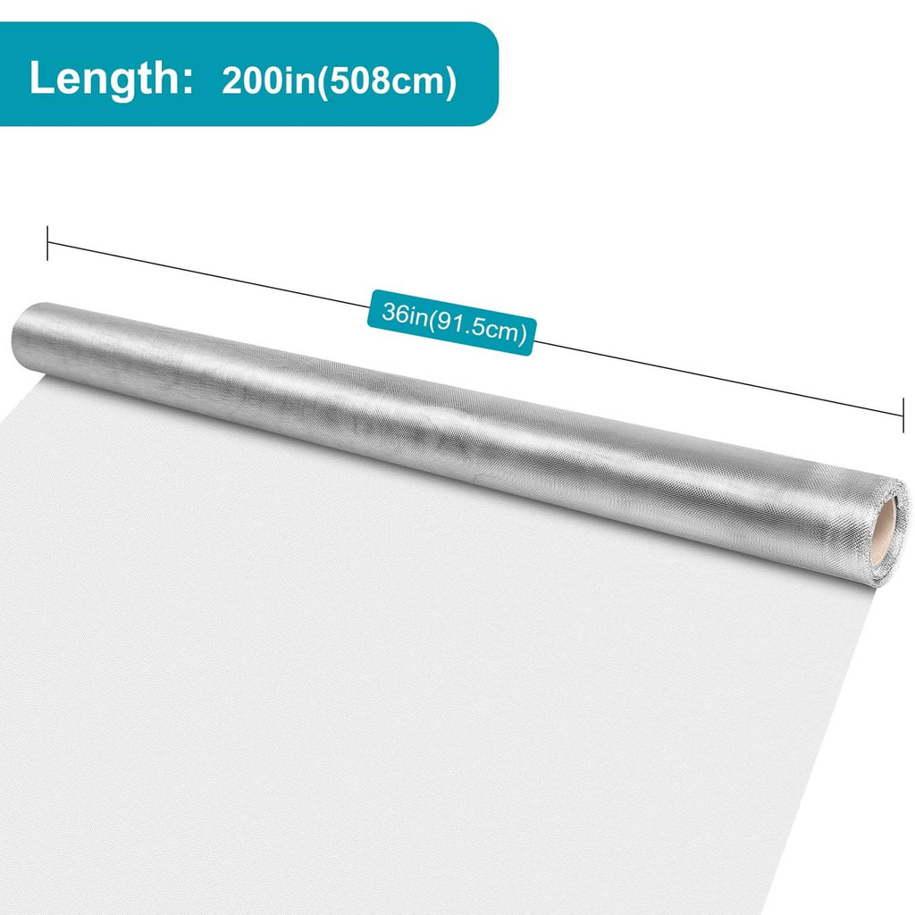Silver stainless steel window screen mesh roll with size markings