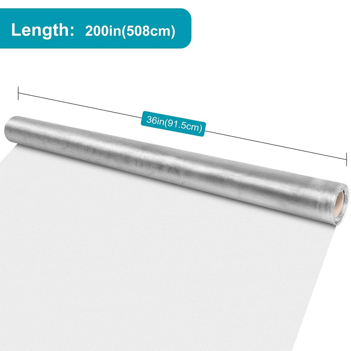 Silver stainless steel window screen mesh roll with size markings