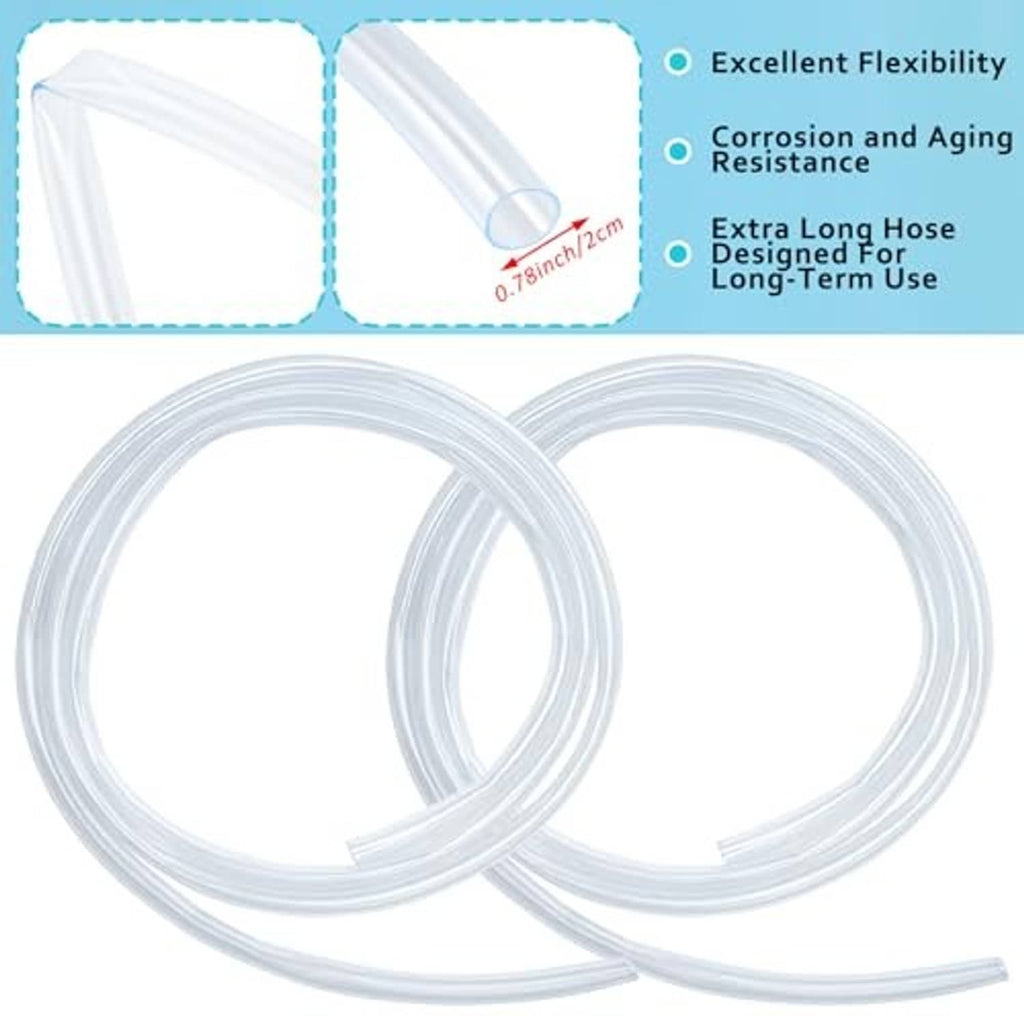 Pair of clear air conditioner drain hoses in coiled loops