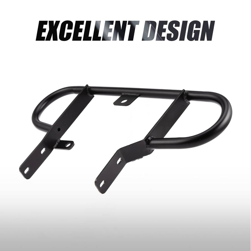 Black rear grab bar bumper guard, curved tubular design with front mounting plate