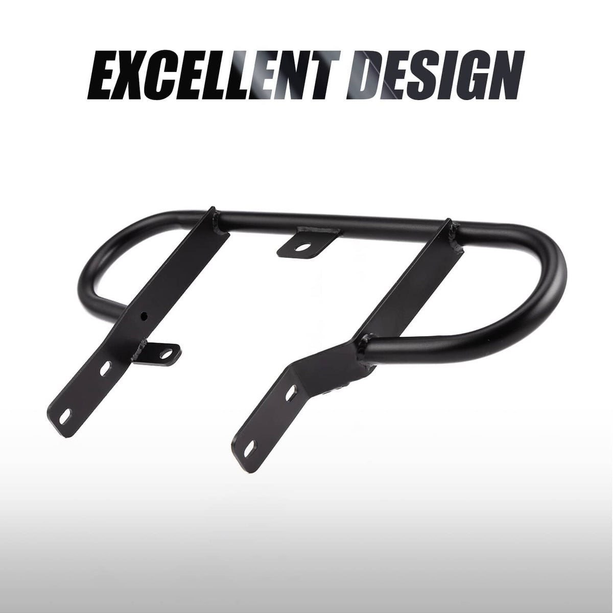 Black rear grab bar bumper guard, curved tubular design with front mounting plate