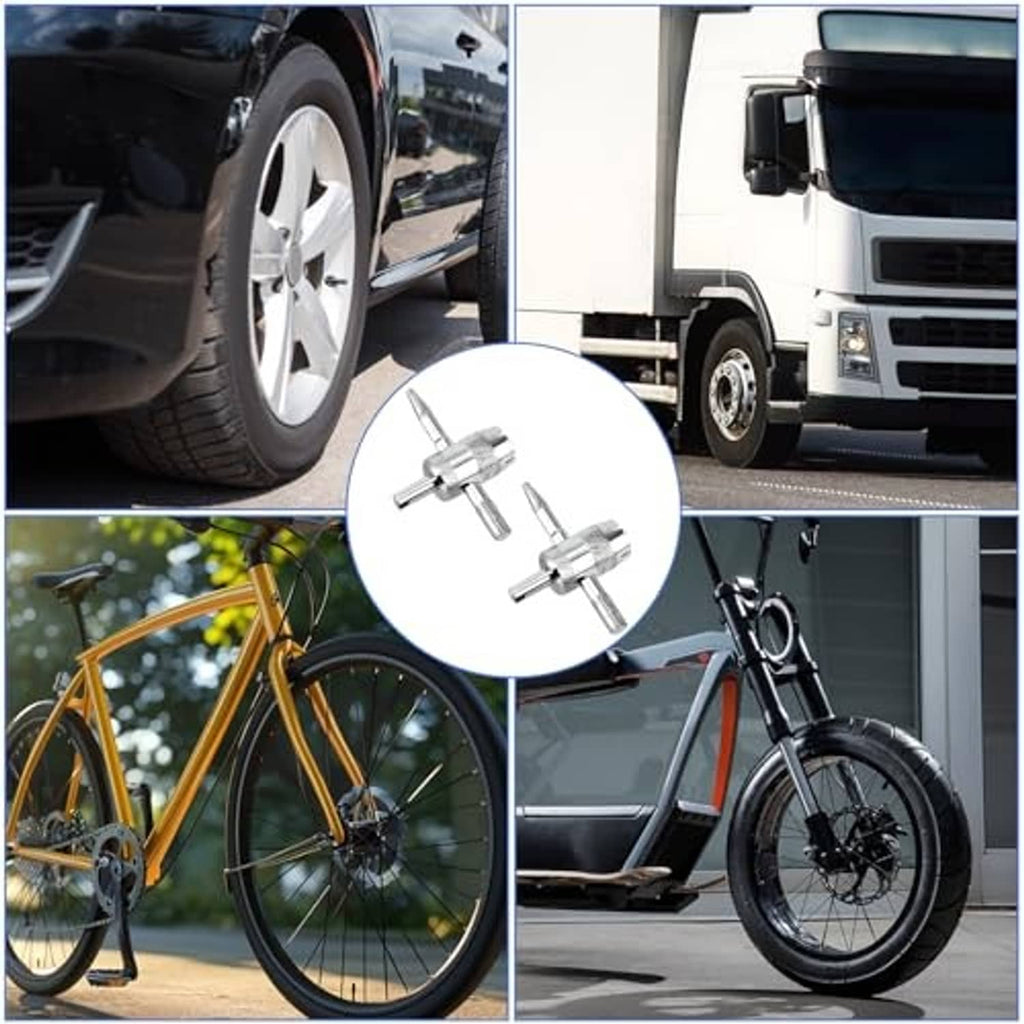Chrome tire valve core tool used on tires, bike and truck valve stems
