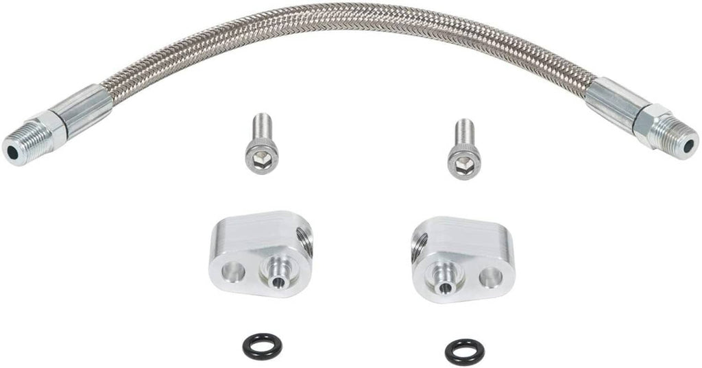 Braided hose with end fittings and mounting hardware, flexible stainless line