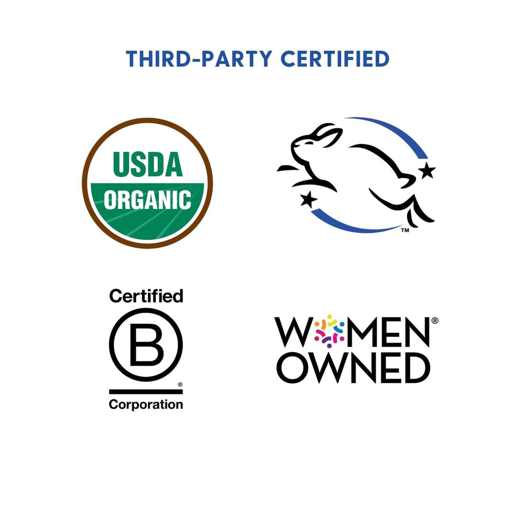 Motherlove diaper balm third-party certification logos including USDA Organic and B Corp