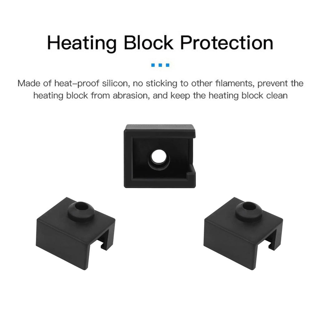 Black silicone heating block protection covers with central hole, 2-piece view