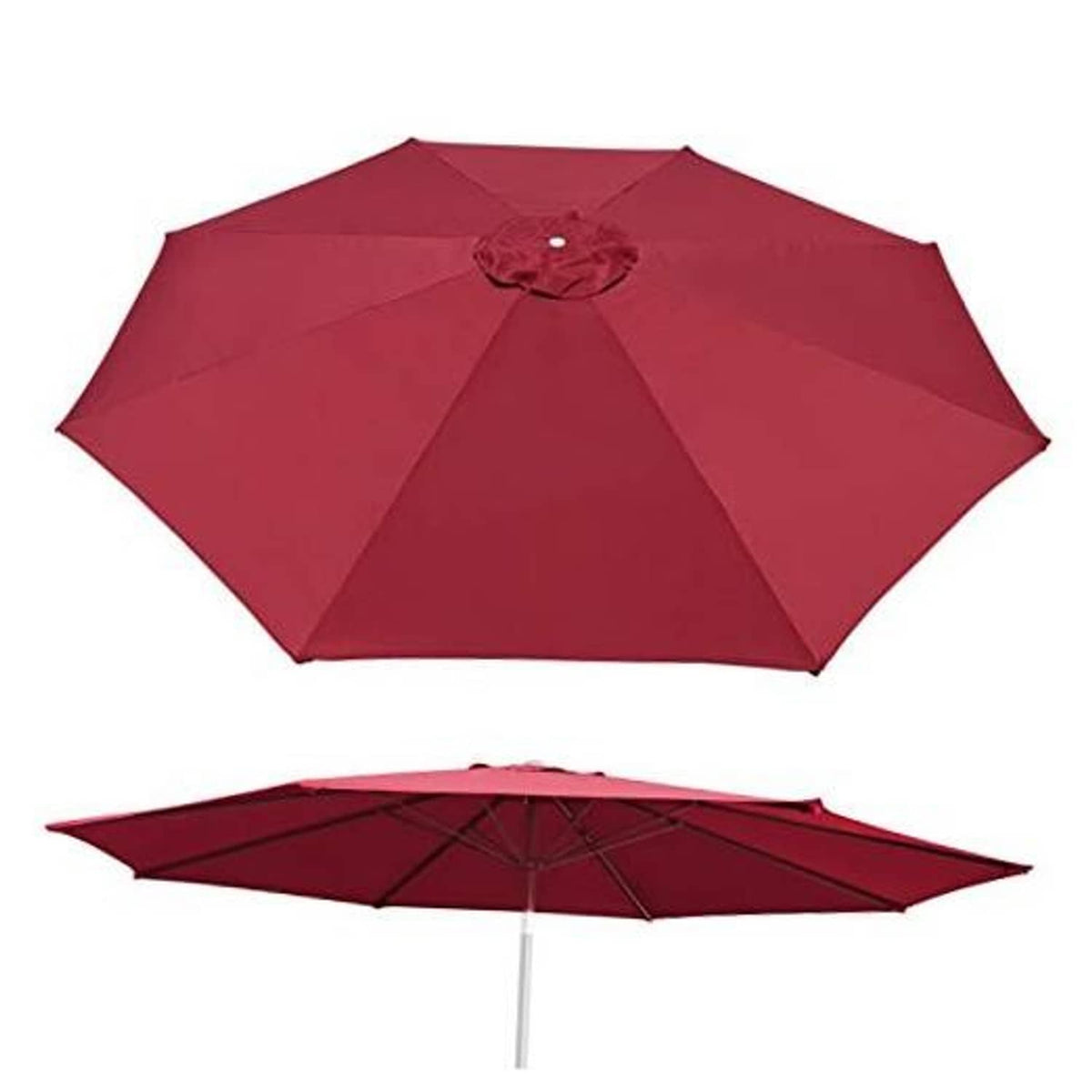 Burgundy umbrella canopy top cover with 8-panel design and center vent button