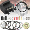 Programmable ignition kit with black control module, wiring harness, and red connectors.