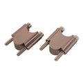 Pair of metal handlebar risers with clamp plates and bolts, bronze/silver finish