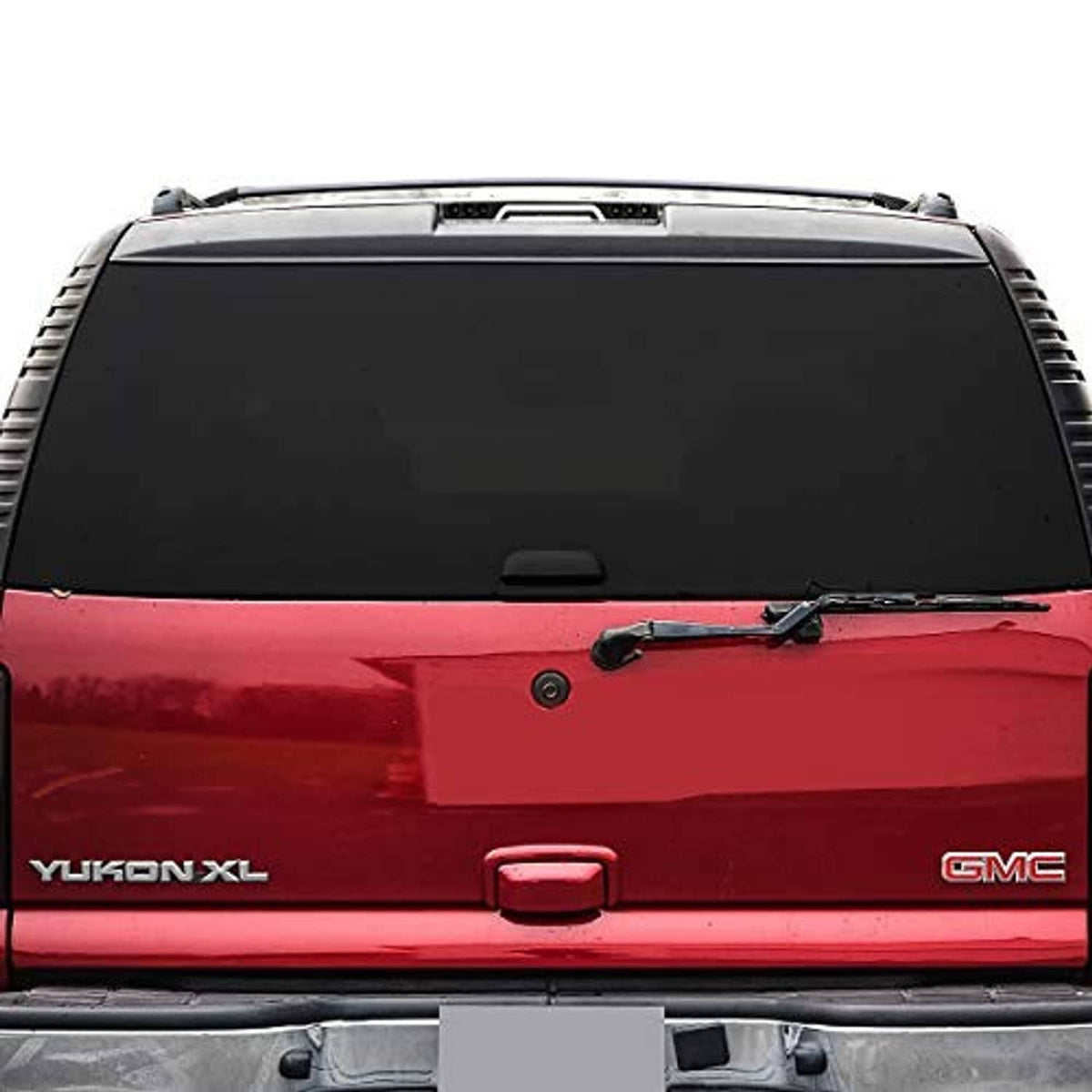 3D LED high mount third brake light installed on rear vehicle tailgate, black housing