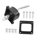 5-speed shifter tower kit: black housing with silver shift rod, bolts, and mounting plate
