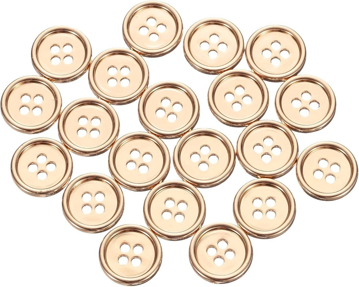 Round 4-hole metal sewing buttons, light bronze, multiple pieces