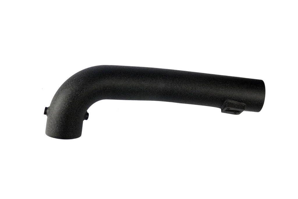 Black intake tube elbow with mounting tab and open inlet end