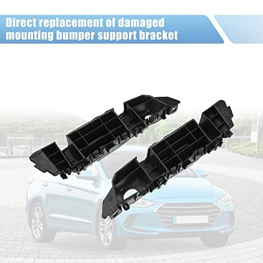Front bumper mounting support brackets, black plastic, angled view with mounting tabs