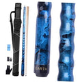 Blue ergonomic pool cue stick kit with hard case and accessories, maple wood shaft.
